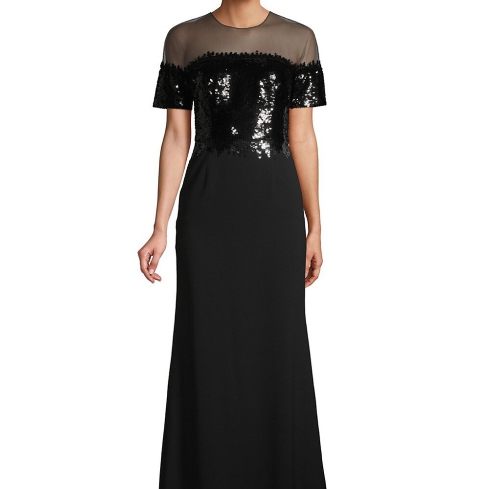 Sachin & Babi Fiona Sheer Yoke Column Gown
